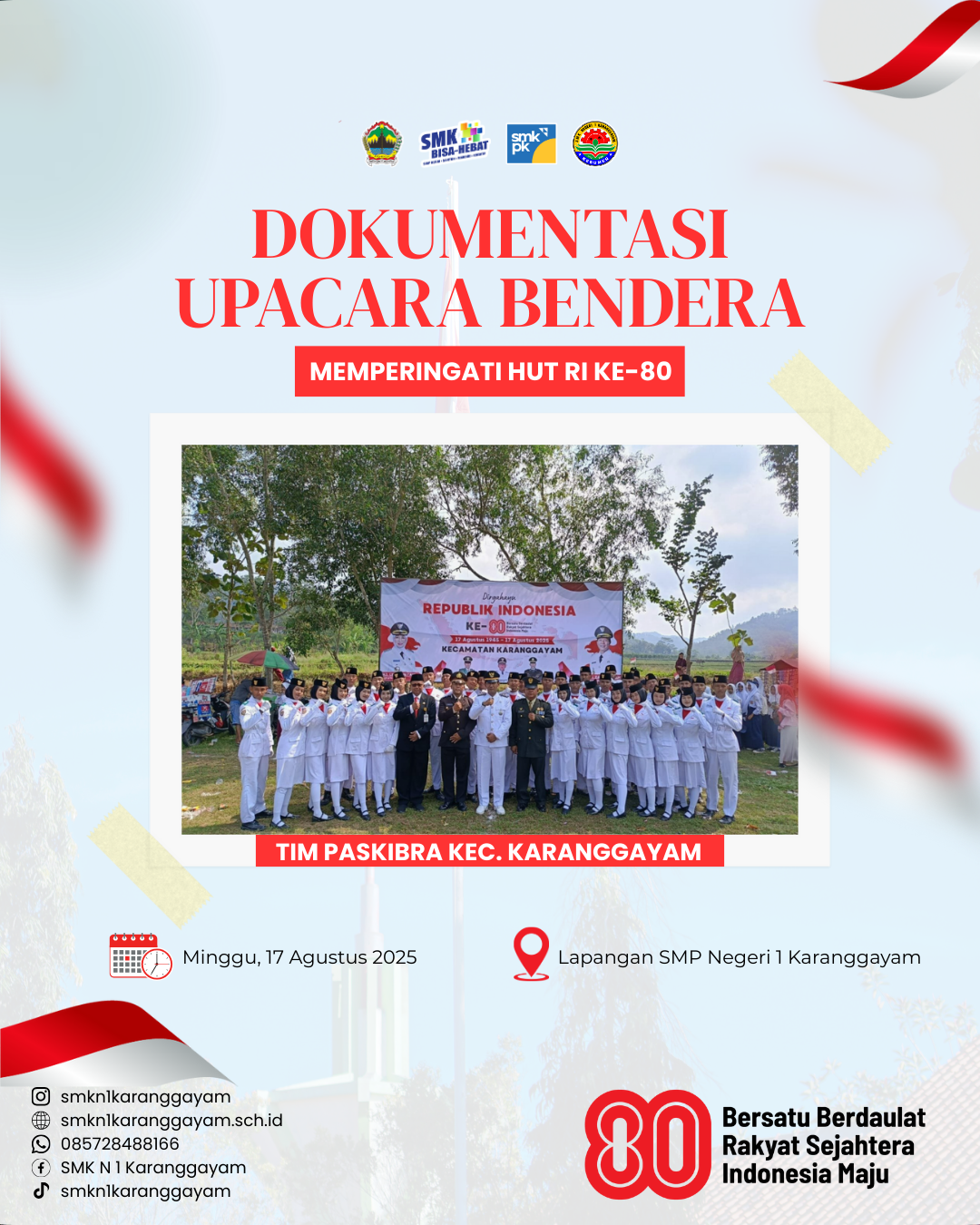 32 Murid SMK Negeri 1 Karanggayam menjadi Tim Paskibra di Kecamatan Karanggayam